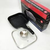 Сковорода-гриль Unique UN-4011 с крышкой 24 см, Сковорода для приготовления на плите с толстым дном. Изображение №6