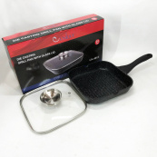 Сковорода-гриль Unique UN-4011 с крышкой 24 см, Сковорода для приготовления на плите с толстым дном. Изображение №7