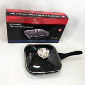 Сковорода-гриль Unique UN-4011 с крышкой 24 см, Сковорода для приготовления на плите с толстым дном. Изображение №8