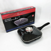 Сковорода-гриль Unique UN-4011 с крышкой 24 см, Сковорода для приготовления на плите с толстым дном. Изображение №11