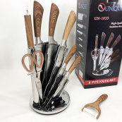 Набір кухонних ножів UNIQUE UN-1833 з дерев'яними ручками та підставкою. Зображення №7 Набір кухонних ножів UNIQUE UN-1833 з дерев'яними ручками та підставкою. Зображення №7