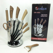 Набір кухонних ножів UNIQUE UN-1833 з дерев'яними ручками та підставкою. Зображення №8 Набір кухонних ножів UNIQUE UN-1833 з дерев'яними ручками та підставкою. Зображення №8