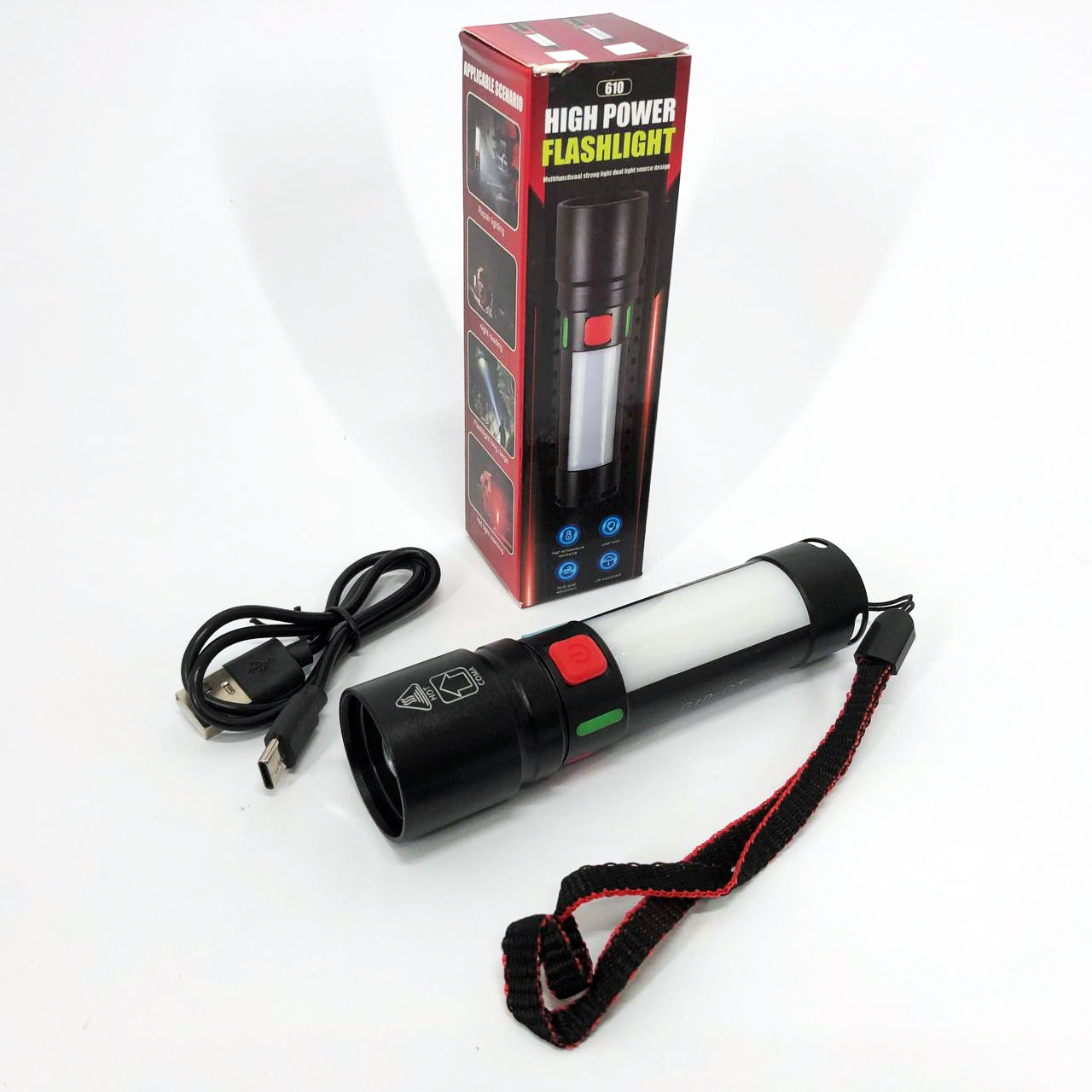 Ліхтар 611-TG+COB(white+red), Ліхтарики для екстрених ситуацій та аварій, Пошуковий ліхтар ручний Ліхтар 611-TG+COB(white+red), Ліхтарики для екстрених ситуацій та аварій, Пошуковий ліхтар ручний