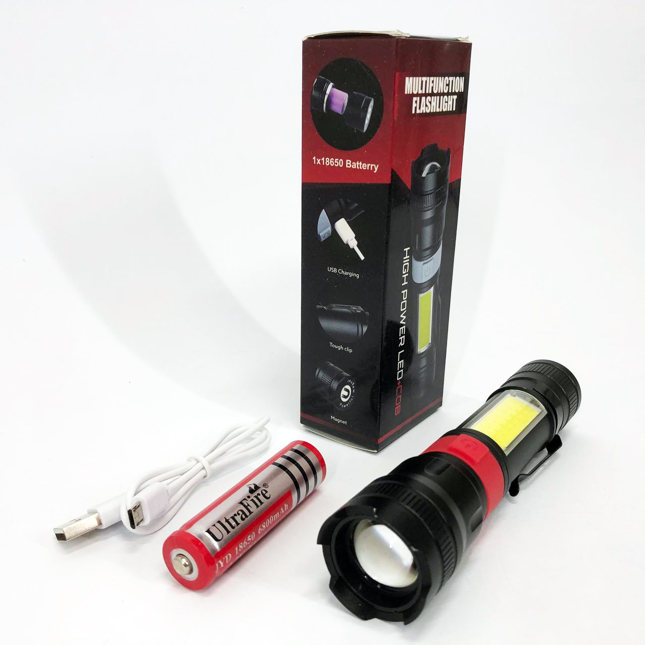 Ліхтар ручний акумуляторний PL-826-P70-COB(white+red), Портативний точковий ліхтар, Похідний ліхтарик Ліхтар ручний акумуляторний PL-826-P70-COB(white+red), Портативний точковий ліхтар, Похідний ліхтарик