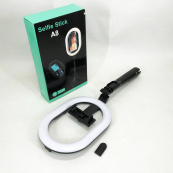 Монопод-штатив для селфи с кольцевой LED лампой Selfie Stick A8 телескопический с пультом и Bluetooth. Изображение №2