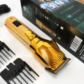 Аккумуляторная машинка для стрижки волос VGR V-280 с дисплеем и насадками качественная. Цвет: золотой. Изображение №5