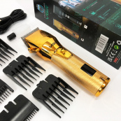 Аккумуляторная машинка для стрижки волос VGR V-280 с дисплеем и насадками качественная. Цвет: золотой. Изображение №7