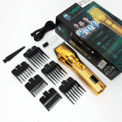 Аккумуляторная машинка для стрижки волос VGR V-280 с дисплеем и насадками качественная. Цвет: золотой. Изображение №9