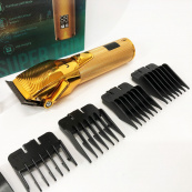 Аккумуляторная машинка для стрижки волос VGR V-280 с дисплеем и насадками качественная. Цвет: золотой. Изображение №10