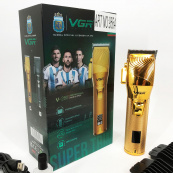 Аккумуляторная машинка для стрижки волос VGR V-280 с дисплеем и насадками качественная. Цвет: золотой. Изображение №13