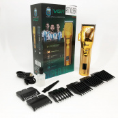 Аккумуляторная машинка для стрижки волос VGR V-280 с дисплеем и насадками качественная. Цвет: золотой. Изображение №16