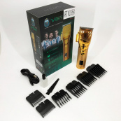 Аккумуляторная машинка для стрижки волос VGR V-280 с дисплеем и насадками качественная. Цвет: золотой. Изображение №17