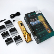 Аккумуляторная машинка для стрижки волос VGR V-280 с дисплеем и насадками качественная. Цвет: золотой. Изображение №18