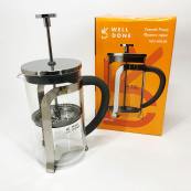 Френч-пресс Well Done WD-8016B с ручкой soft-touch 600 мл, Френч пресс стеклянный на кухню. Изображение №9