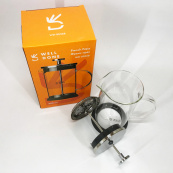 Френч-пресс Well Done WD-8036B из термостойкого стекла 600 мл, Чайник для заваривания трав прозрачный. Изображение №3