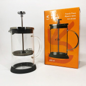 Френч-пресс Well Done WD-8036B из термостойкого стекла 600 мл, Чайник для заваривания трав прозрачный. Изображение №5