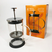 Френч-пресс Well Done WD-8036B из термостойкого стекла 600 мл, Чайник для заваривания трав прозрачный. Изображение №6