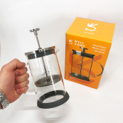 Френч-пресс Well Done WD-8036B из термостойкого стекла 600 мл, Чайник для заваривания трав прозрачный. Изображение №7