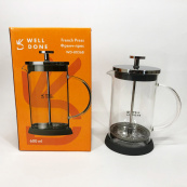 Френч-пресс Well Done WD-8036B из термостойкого стекла 600 мл, Чайник для заваривания трав прозрачный. Изображение №11