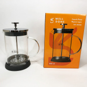 Френч-пресс Well Done WD-8038B из термостойкого стекла 800 мл, Необычный заварник для чая. Изображение №2