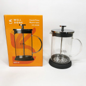 Френч-пресс Well Done WD-8038B из термостойкого стекла 800 мл, Необычный заварник для чая. Изображение №5
