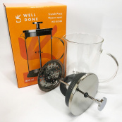 Френч-пресс Well Done WD-8038B из термостойкого стекла 800 мл, Необычный заварник для чая. Изображение №6