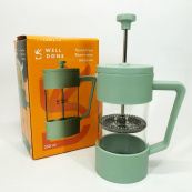 Френч-прес Well Done WD-8053A м'ятний 350 мл, Чайник самовар скляний, Чайники для заварки. Зображення №2