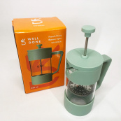 Френч-прес Well Done WD-8053A м'ятний 350 мл, Чайник самовар скляний, Чайники для заварки. Зображення №4