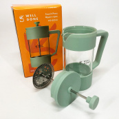 Френч-прес Well Done WD-8053A м'ятний 350 мл, Чайник самовар скляний, Чайники для заварки. Зображення №5