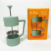 Френч-прес Well Done WD-8053A м'ятний 350 мл, Чайник самовар скляний, Чайники для заварки. Зображення №7