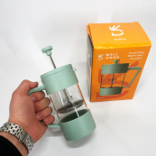 Френч-прес Well Done WD-8053A м'ятний 350 мл, Чайник самовар скляний, Чайники для заварки. Зображення №9