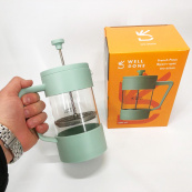 Френч-прес Well Done WD-8056A 600 мл м'ятний, Стильний скляний чайник для заварювання, Френч для чаю. Зображення №6