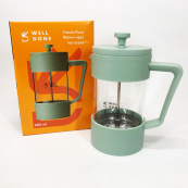 Френч-прес Well Done WD-8056A 600 мл м'ятний, Стильний скляний чайник для заварювання, Френч для чаю. Зображення №8