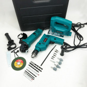 Набор электроинструментов 3в1: сетевая ударная дрель, болгарка сетевая, лобзик электрический мощный. Изображение №5