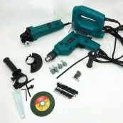 Набор электроинструментов 3в1: сетевая ударная дрель, болгарка сетевая, лобзик электрический мощный. Изображение №16