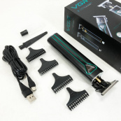 Профессиональная аккумуляторная машинка для стрижки VGR V-009 триммер для бороды и усов. Цвет: зеленый. Изображение №3