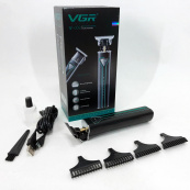 Профессиональная аккумуляторная машинка для стрижки VGR V-009 триммер для бороды и усов. Цвет: зеленый. Изображение №6