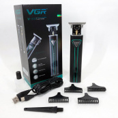 Профессиональная аккумуляторная машинка для стрижки VGR V-009 триммер для бороды и усов. Цвет: зеленый. Изображение №7