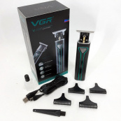 Профессиональная аккумуляторная машинка для стрижки VGR V-009 триммер для бороды и усов. Цвет: зеленый. Изображение №8