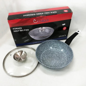 Глибока сковорода з кришкою Unique UN-5171 24 см, Сковорода для приготування на плиті, зручна на кухню. Зображення №2