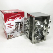 Набір ємностей для спецій на основі UNIQUE 12 в 1 Квадрат Органайзер для приправ, Стійка для спецій. Зображення №3