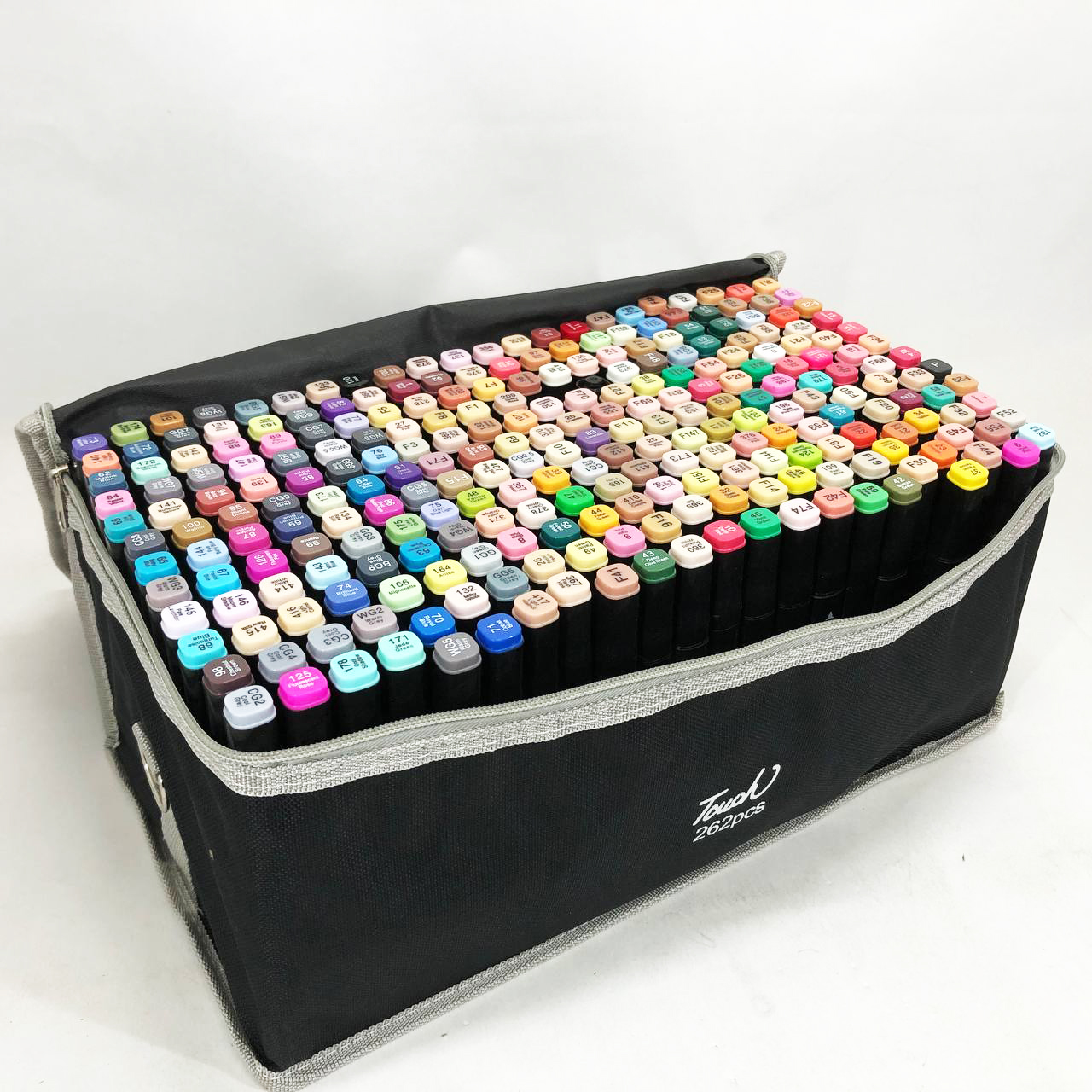 Набір маркерів скетч для малювання Touch 262 шт двосторонні професійні фломастери з чохлом Набір маркерів скетч для малювання Touch 262 шт двосторонні професійні фломастери з чохлом