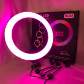 Кільцева LED лампа RGB MJ45 Ring 45 см комплектація адаптер із вбудованим кабелем, тримачі для телефону, пульт. Зображення №8