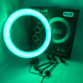 Кільцева LED лампа RGB MJ45 Ring 45 см комплектація адаптер із вбудованим кабелем, тримачі для телефону, пульт. Зображення №15