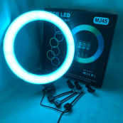 Кільцева LED лампа RGB MJ45 Ring 45 см комплектація адаптер із вбудованим кабелем, тримачі для телефону, пульт. Зображення №16