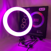 Кільцева LED лампа RGB MJ45 Ring 45 см комплектація адаптер із вбудованим кабелем, тримачі для телефону, пульт. Зображення №17