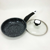 Сковорода UNIQUE UN-5112 18 см с крышкой и гранитным антипригарным покрытием. Изображение №6