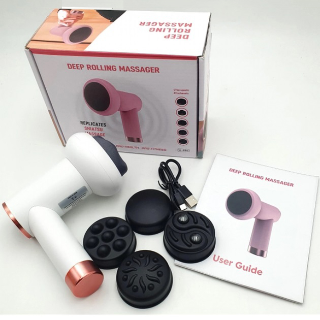 Массажер антицеллюлитный для тела рук и ног 4 насадки 6 скоростей Deep Rolling Massager. Цвет: белый Массажер антицеллюлитный для тела рук и ног 4 насадки 6 скоростей Deep Rolling Massager. Цвет: белый