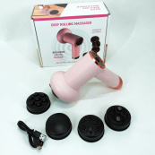 Масажер антицелюлітний для тіла рук та ніг 4 насадки 6 швидкостей Deep Rolling Massager. Колір: рожевий. Зображення №7