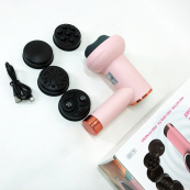 Масажер антицелюлітний для тіла рук та ніг 4 насадки 6 швидкостей Deep Rolling Massager. Колір: рожевий. Зображення №8